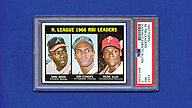 1967 Topps #242 N.L. RBI Leaders Hank AARON Bob CLEMENTE Richie ALLEN [PSA 7 NM 85512245]